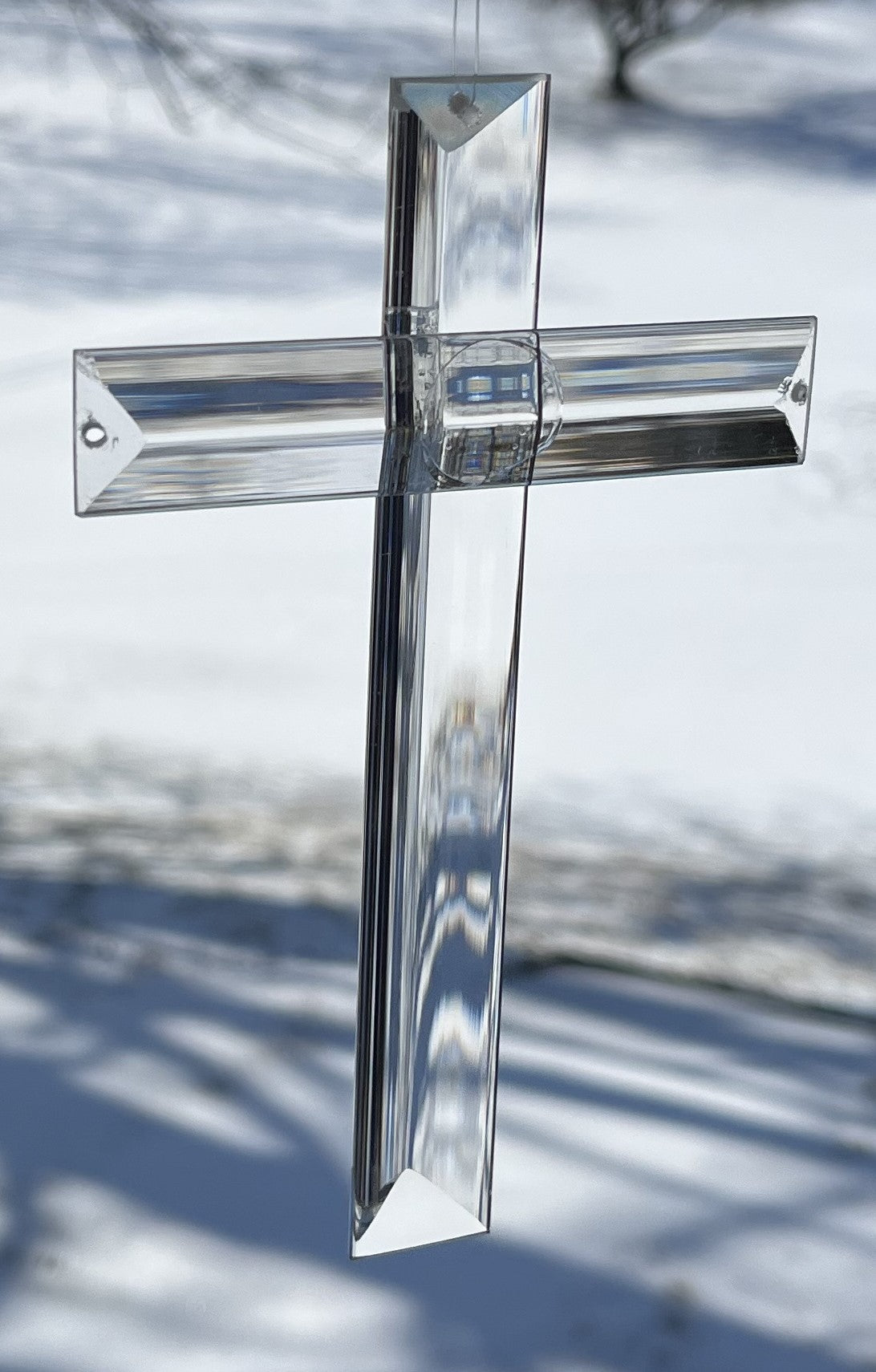 crystal cross hanging suncatcher makes rainbows gift in memory of